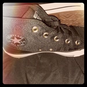 Black nylon converse high tops
